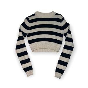 Forever 21 Tan and Black Striped Cropped Sweater, Size S